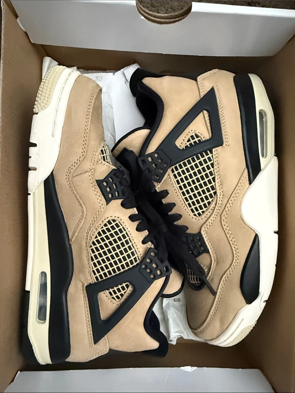 Jordan Retro 4 Sneakers in Wheat and Black